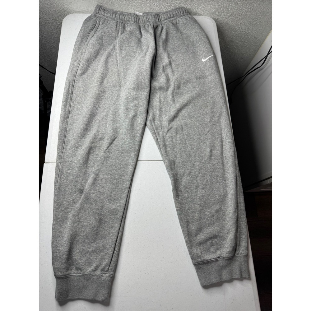 Nike Mens Fleece Sweatpants Heather Gray Embroidered Swoosh Joggers Large